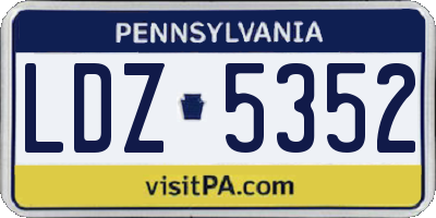 PA license plate LDZ5352