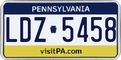 PA license plate LDZ5458