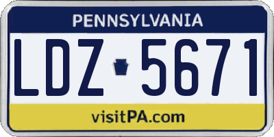 PA license plate LDZ5671