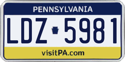 PA license plate LDZ5981