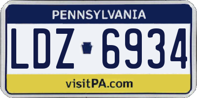 PA license plate LDZ6934