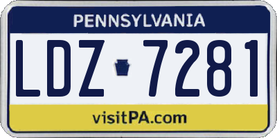 PA license plate LDZ7281