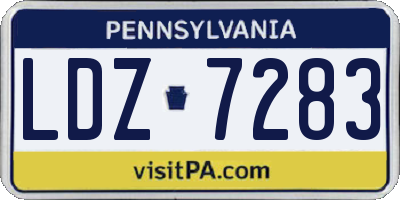 PA license plate LDZ7283