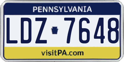 PA license plate LDZ7648
