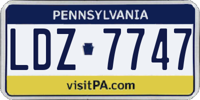 PA license plate LDZ7747