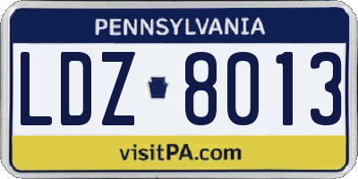 PA license plate LDZ8013