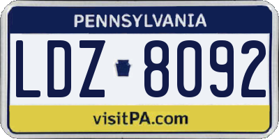PA license plate LDZ8092