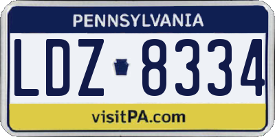 PA license plate LDZ8334