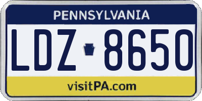 PA license plate LDZ8650