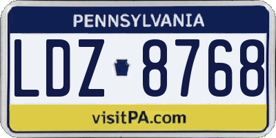 PA license plate LDZ8768
