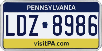 PA license plate LDZ8986