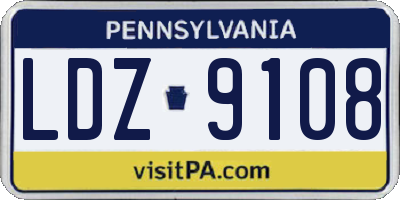 PA license plate LDZ9108