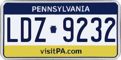 PA license plate LDZ9232