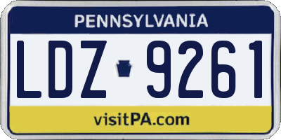 PA license plate LDZ9261