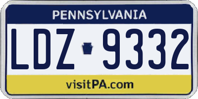 PA license plate LDZ9332