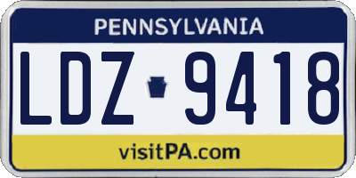 PA license plate LDZ9418