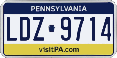 PA license plate LDZ9714
