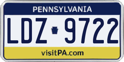 PA license plate LDZ9722