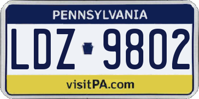 PA license plate LDZ9802