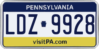 PA license plate LDZ9928