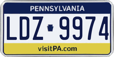PA license plate LDZ9974