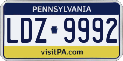 PA license plate LDZ9992