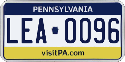 PA license plate LEA0096