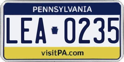 PA license plate LEA0235