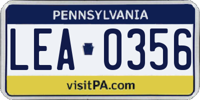 PA license plate LEA0356