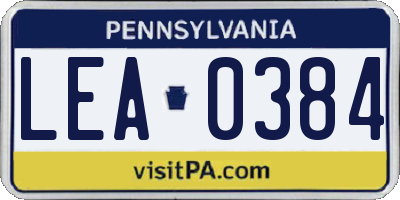 PA license plate LEA0384
