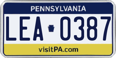 PA license plate LEA0387