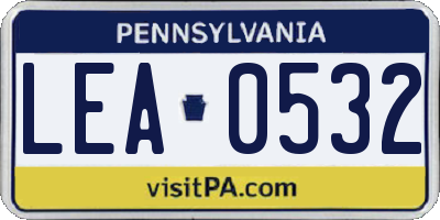 PA license plate LEA0532
