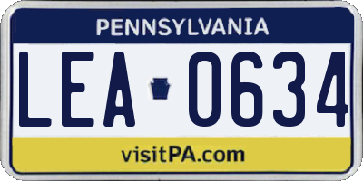 PA license plate LEA0634