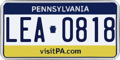 PA license plate LEA0818