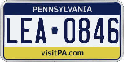 PA license plate LEA0846