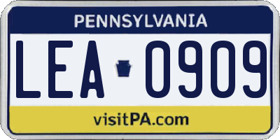 PA license plate LEA0909
