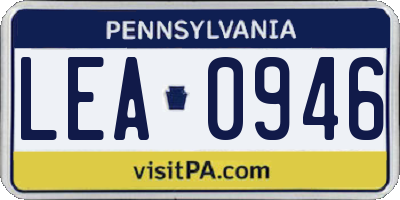 PA license plate LEA0946