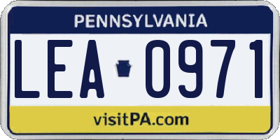 PA license plate LEA0971
