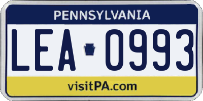 PA license plate LEA0993