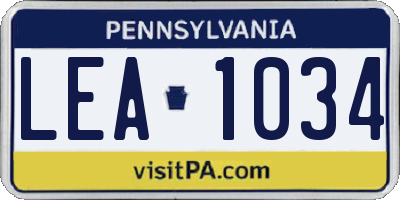 PA license plate LEA1034