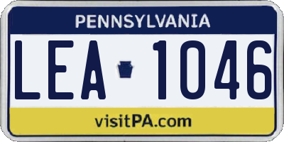 PA license plate LEA1046