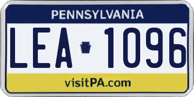 PA license plate LEA1096