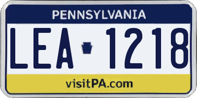 PA license plate LEA1218