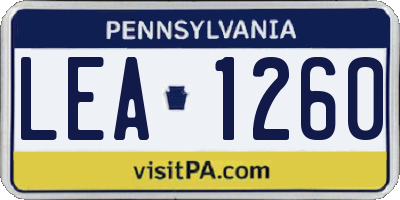 PA license plate LEA1260
