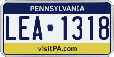 PA license plate LEA1318
