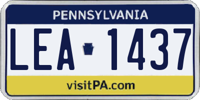 PA license plate LEA1437