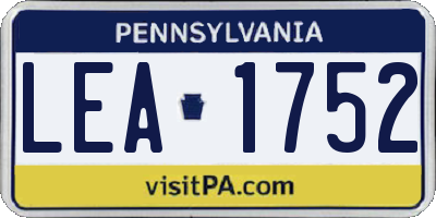 PA license plate LEA1752