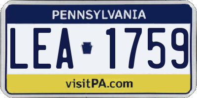 PA license plate LEA1759
