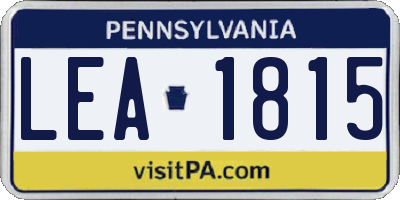 PA license plate LEA1815