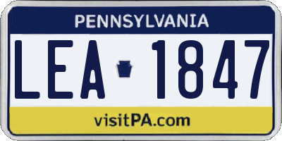 PA license plate LEA1847